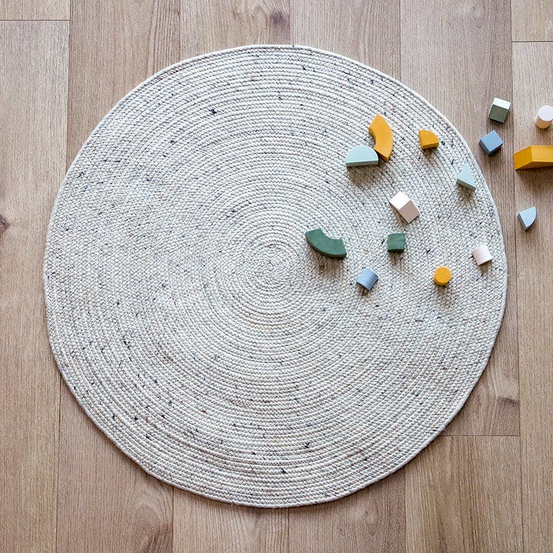 Neethu Hand-Crafted Felted Wool Round Rug, Natural