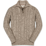Organic Long Sleeve Half Zip Cable Pullover Sweater, Brown