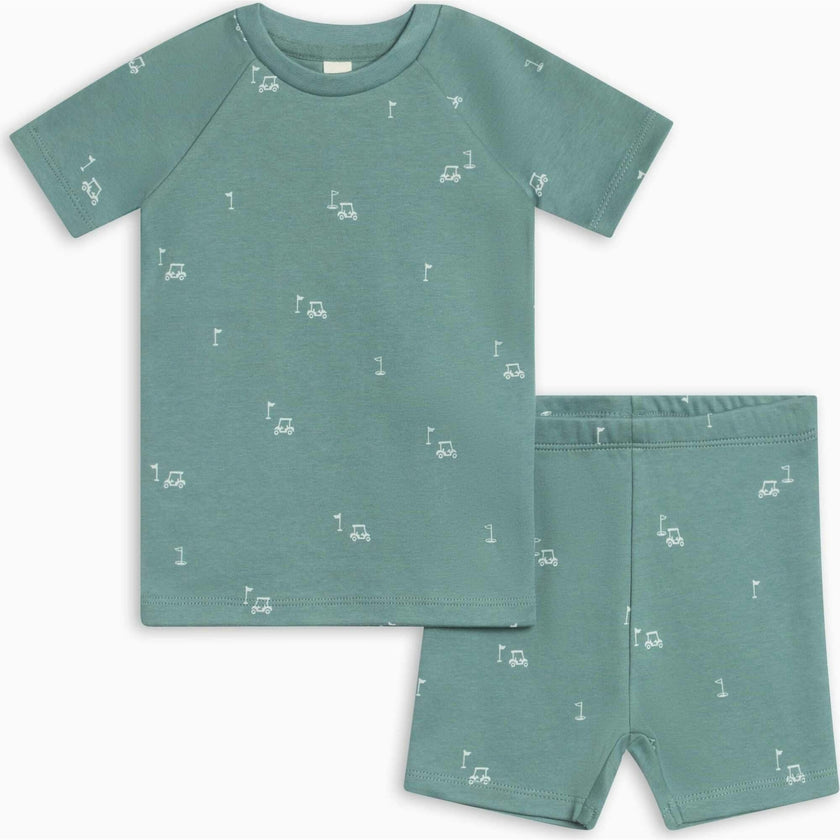 2-Piece Short Sleeve Jammie Set - Fairway / Laguna + Powder