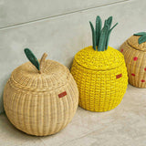 Handcrafted - Pineapple Storage Basket Yellow (Medium) - Rattan Wicker