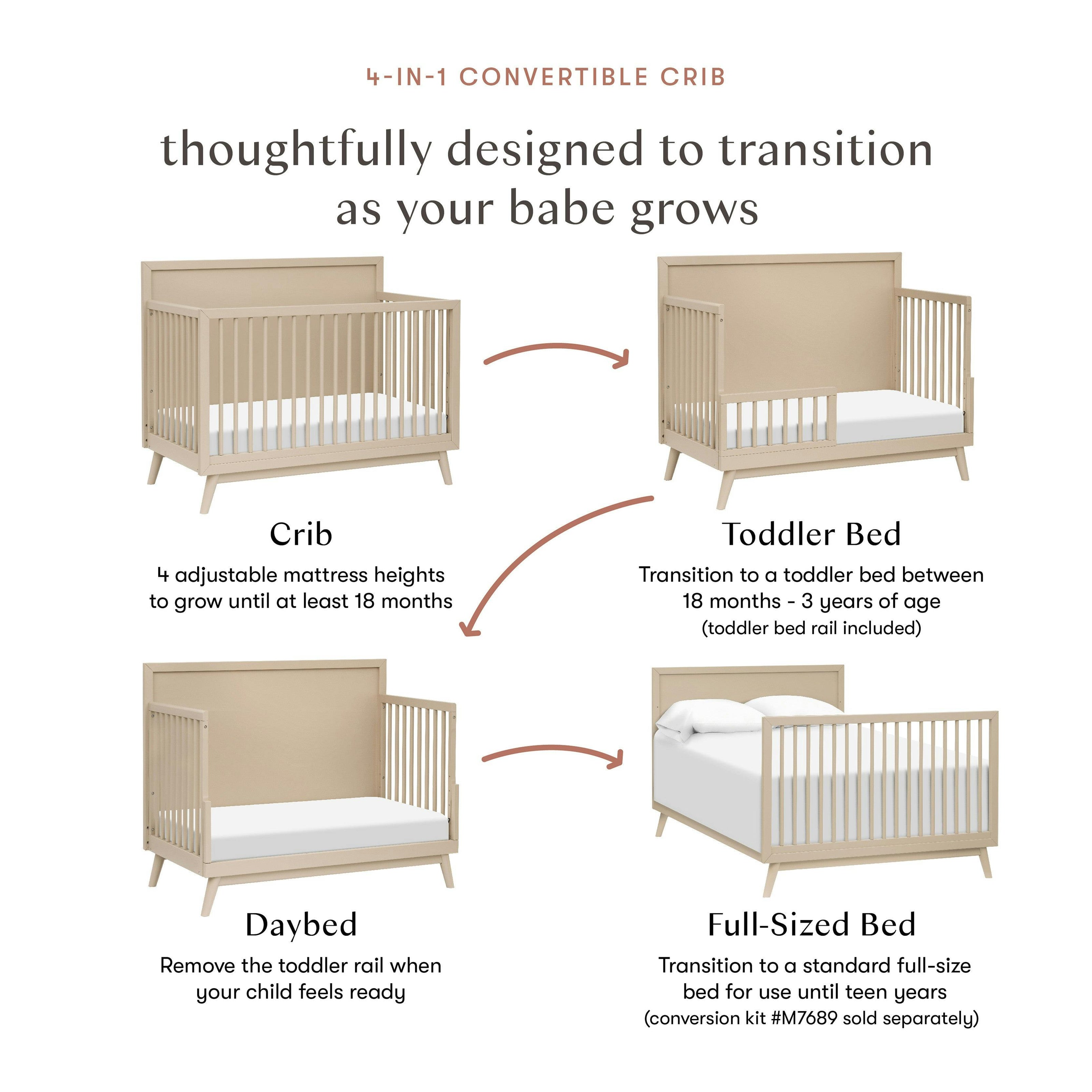 Babyletto Palma 4-in-1 Convertible Crib with Toddler Bed Conversion Kit