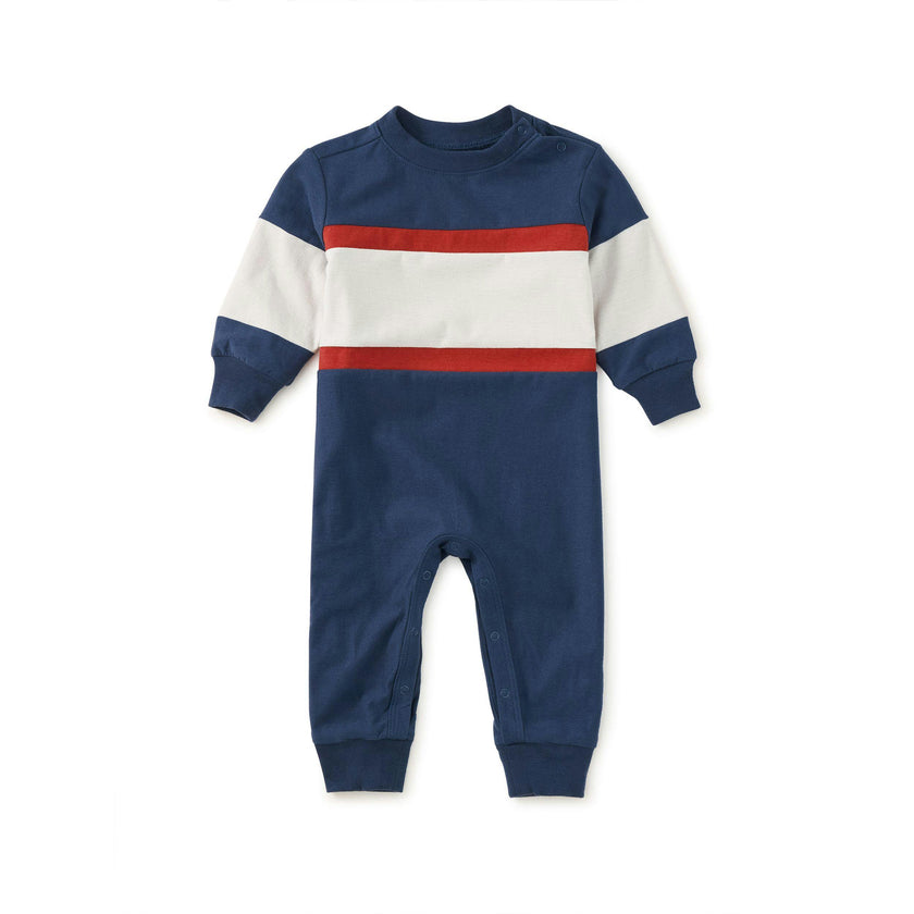 Colorblock Rugby Baby Romper, Twilight