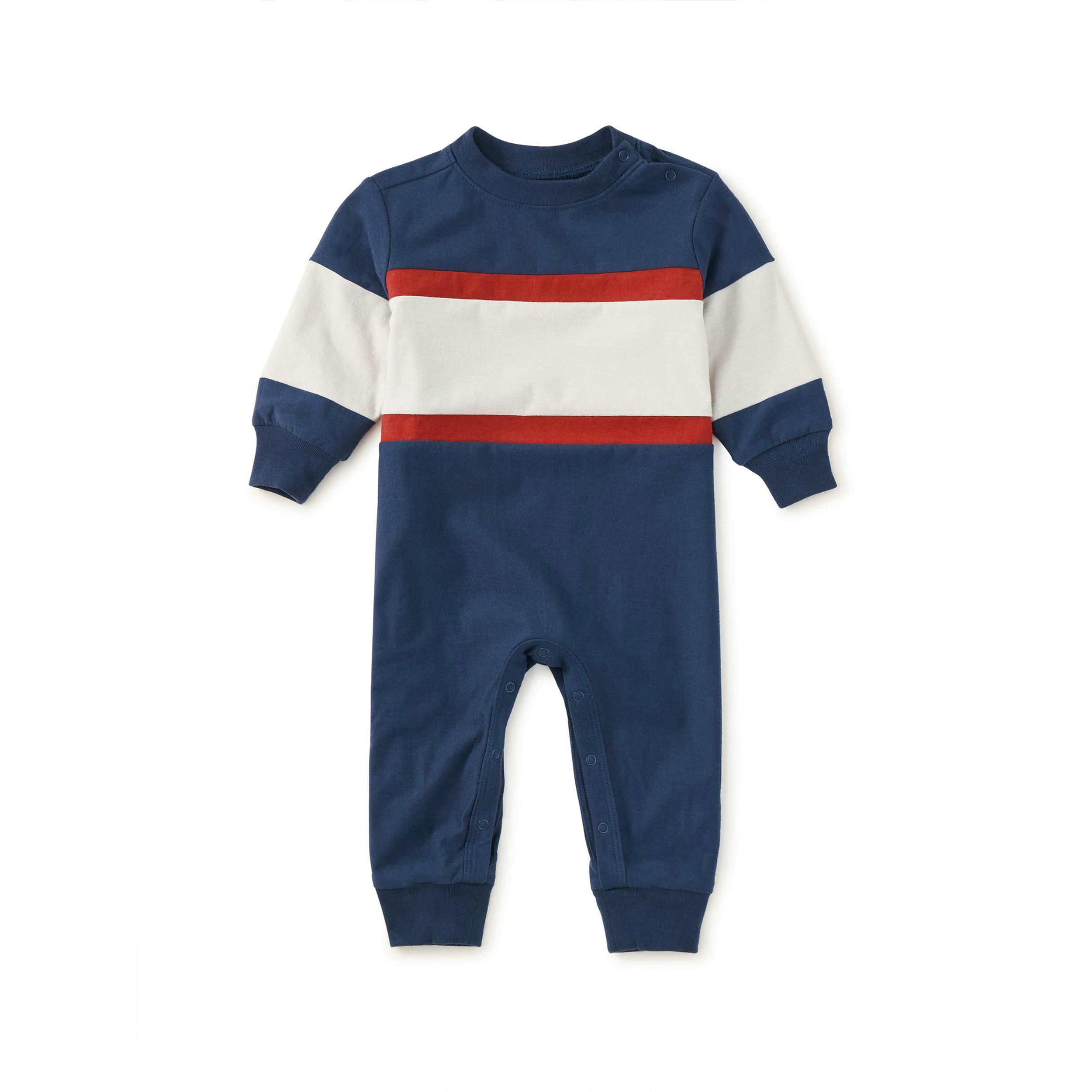 Colorblock Rugby Baby Romper, Twilight