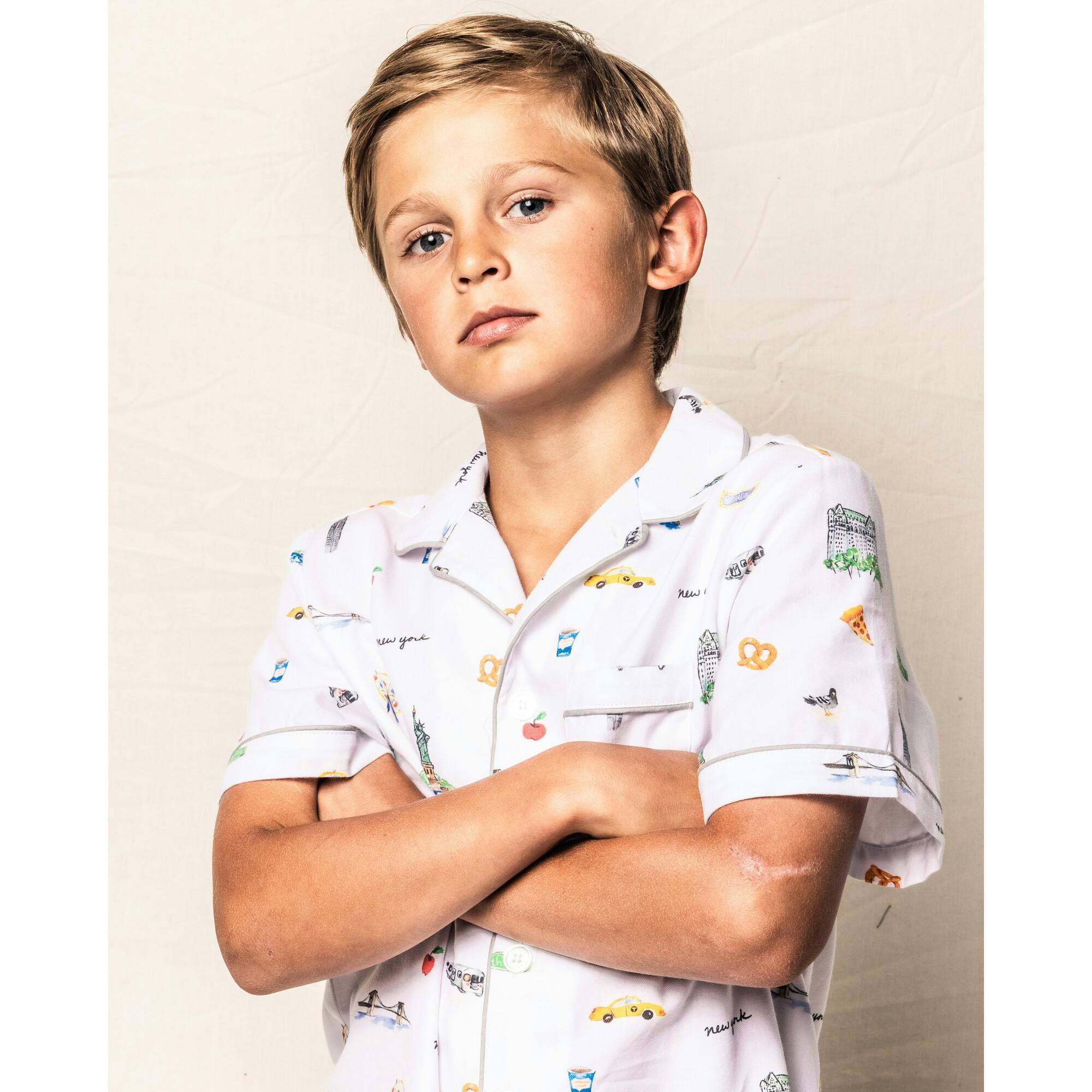 Kid's Twill Pajama Short Set in New York! New York!