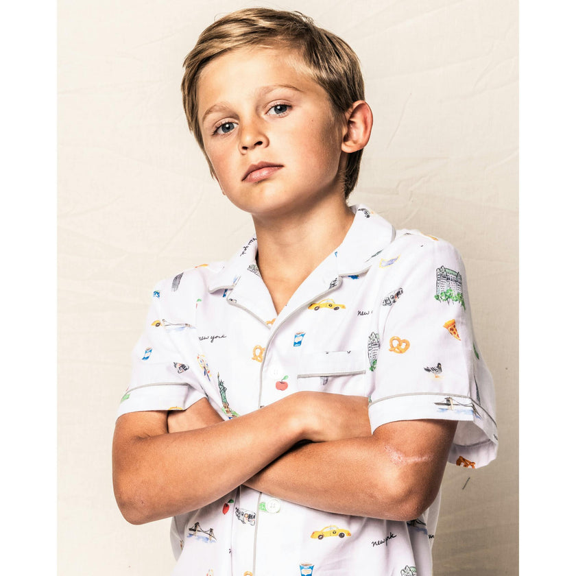 Kid's Twill Pajama Short Set in New York! New York!