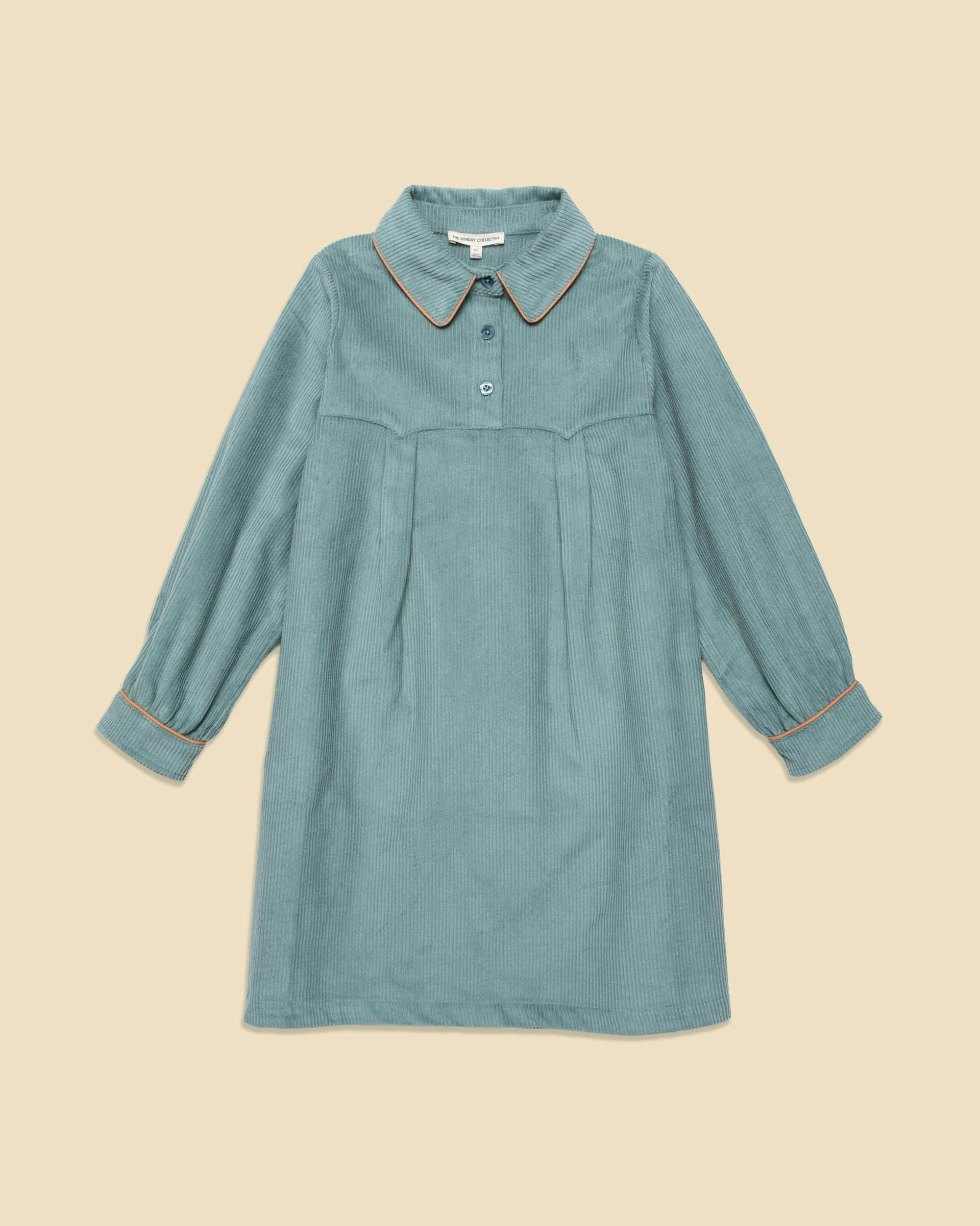 Shirtdress in Teal Tambourine Corduroy