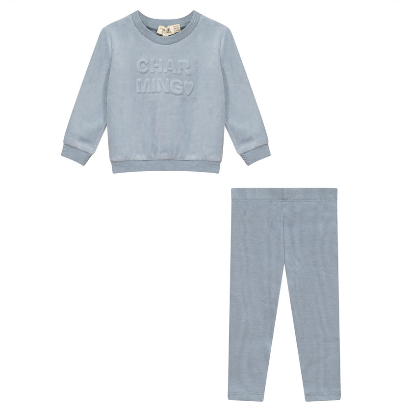 Charming Darling Print Ribbed Elastic Waist Top and Leggings Two Piece Set