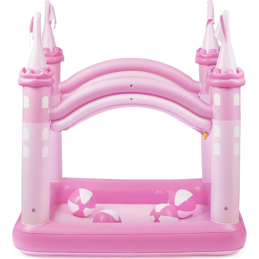 Water Fun Inflatable Castle Kiddie Pool & Sprinkler Play Center With Pump & Beach Balls