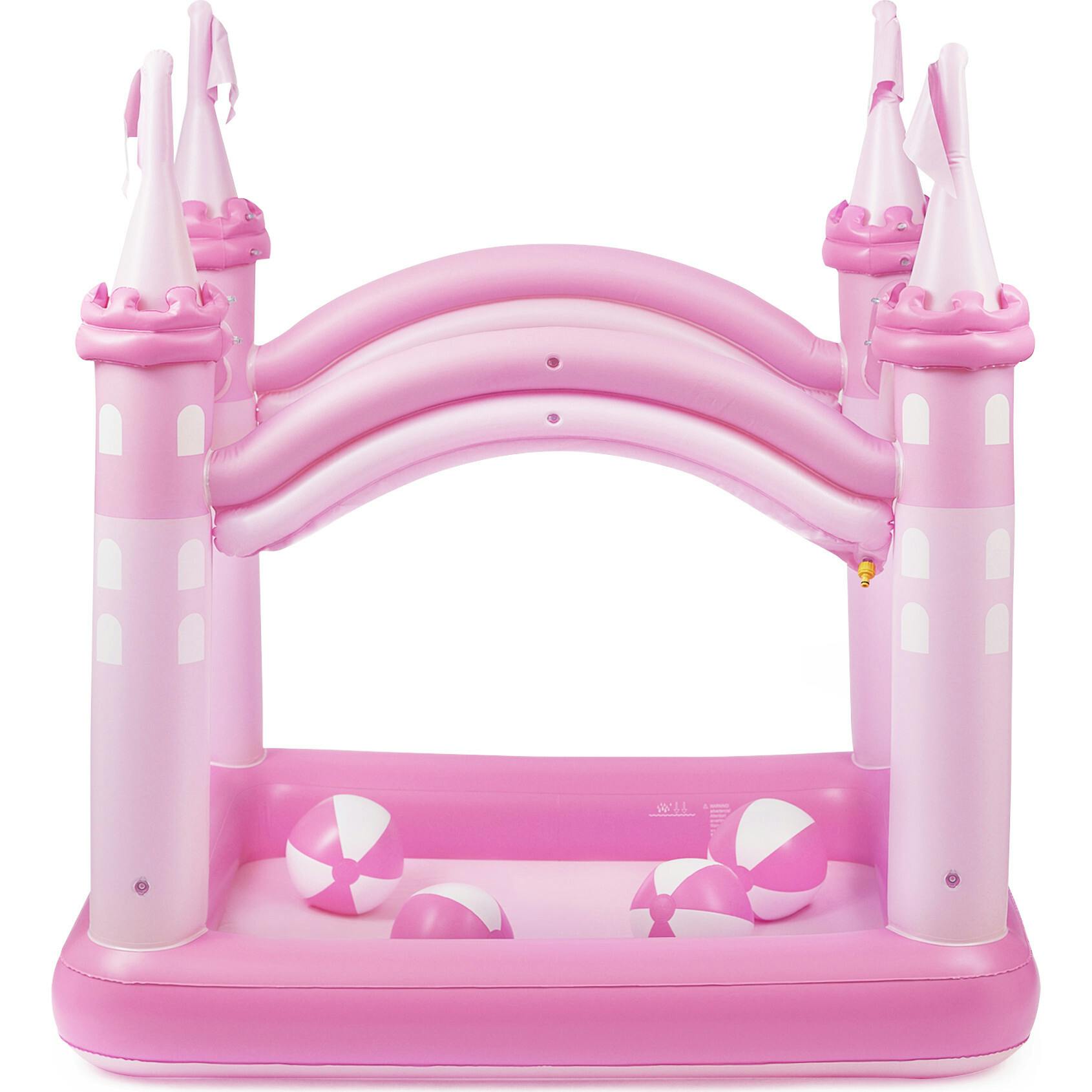 Water Fun Inflatable Castle Kiddie Pool & Sprinkler Play Center With Pump & Beach Balls