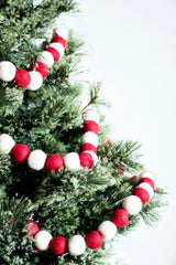 White & Red Ball Felt Garland