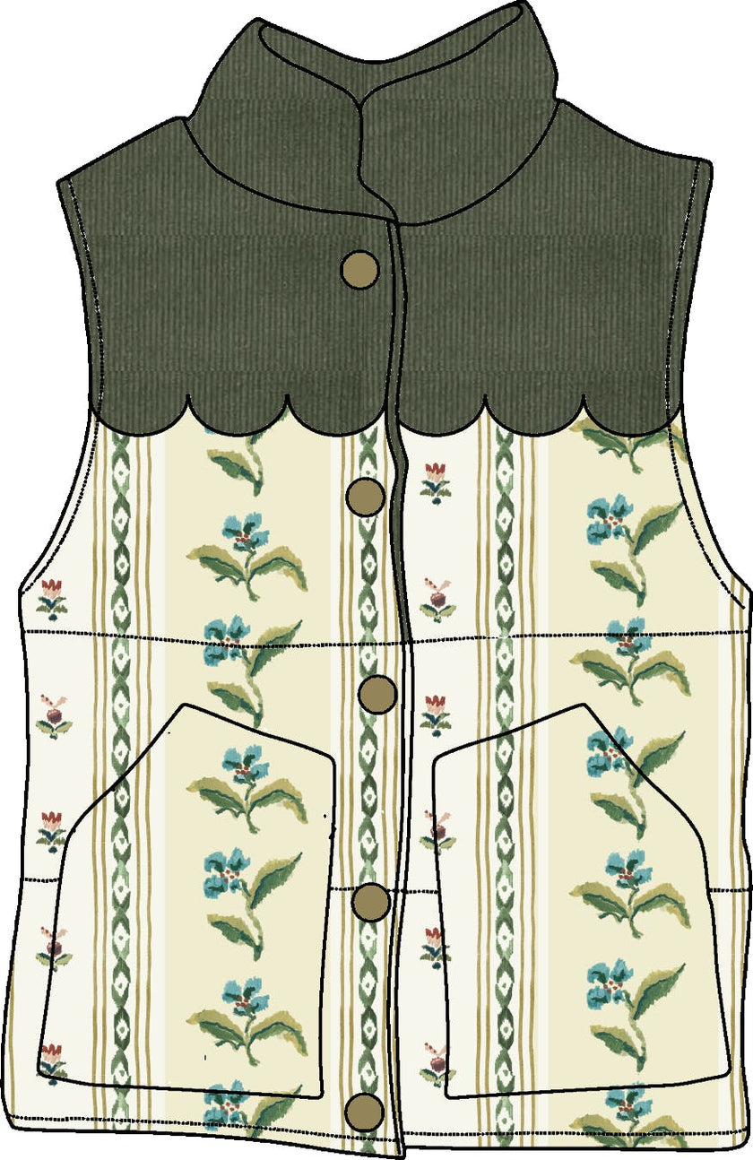 Scallop Vest in French Stripe