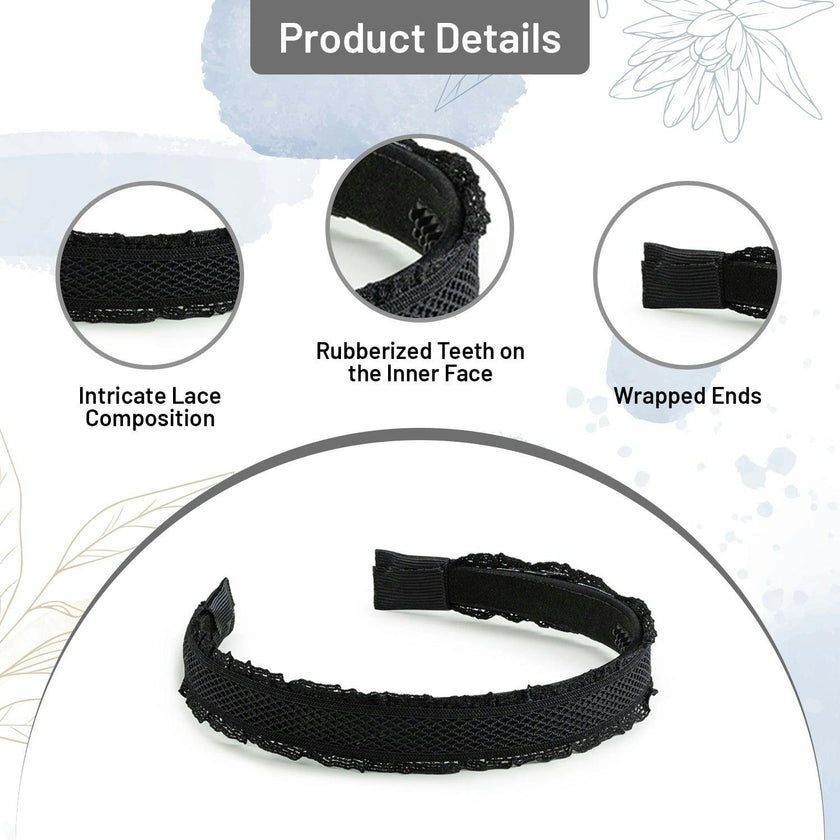 Halo Luxe Mae Lattice Lace Headband - Black