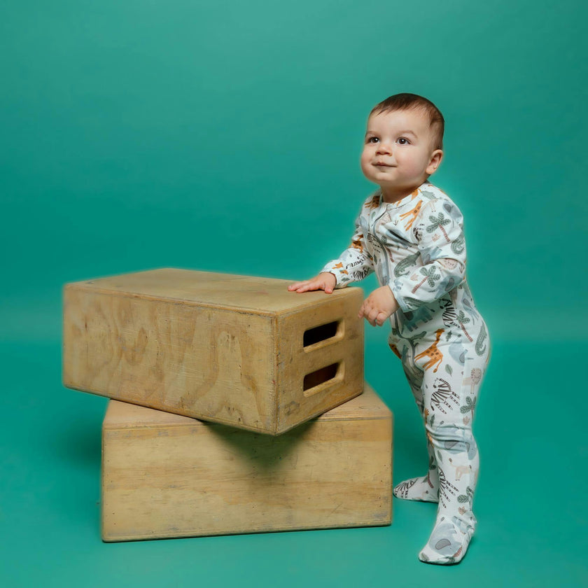 Zipped Long Sleeve Footed Onesie