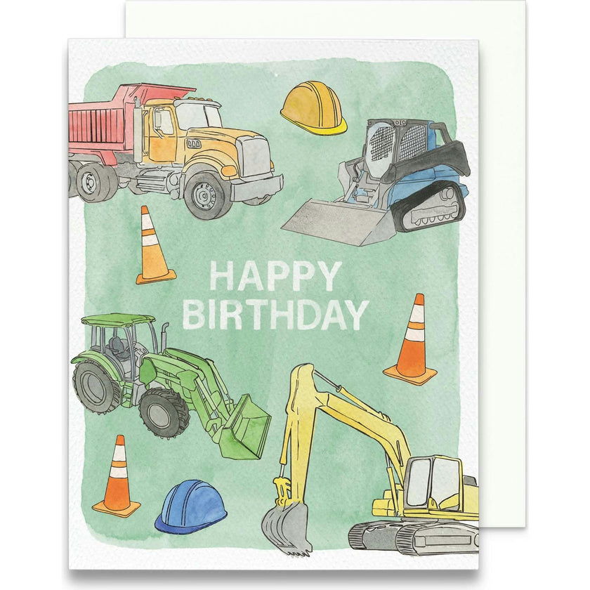 Construction Trucks Birthday Greeting Card