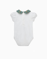 Baby Short-Sleeved Pie Crust Bodysuit in Strawberry Thief