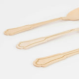 Elegant Gold Foil Detail Wooden Cutlery Set