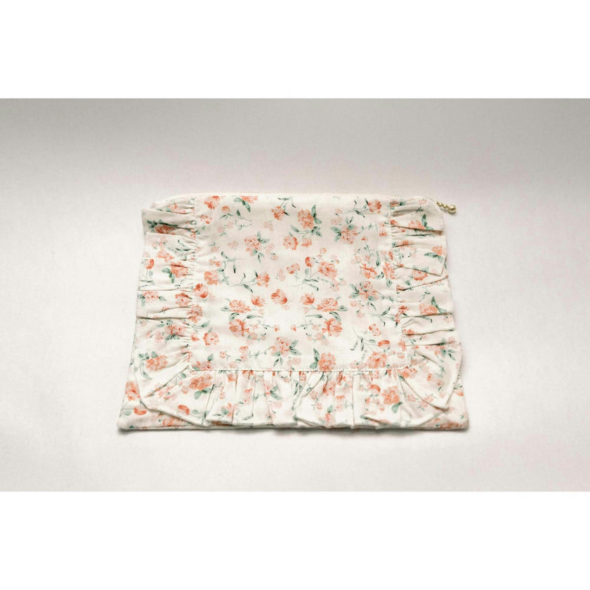 Sorrento Bloom Timeless Floral Ruffle Zipper Pouch