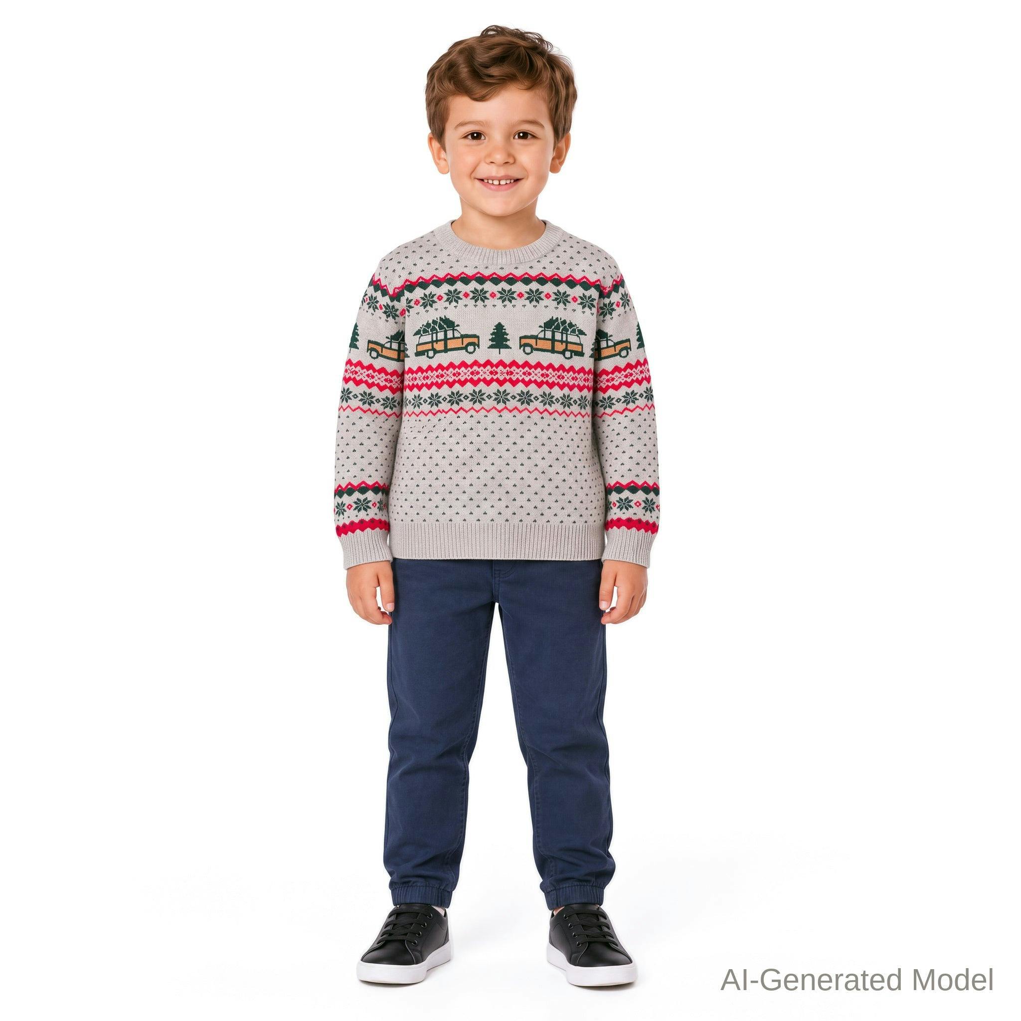 Boys Sweater & Jogger Set | Christmas Tree Cars