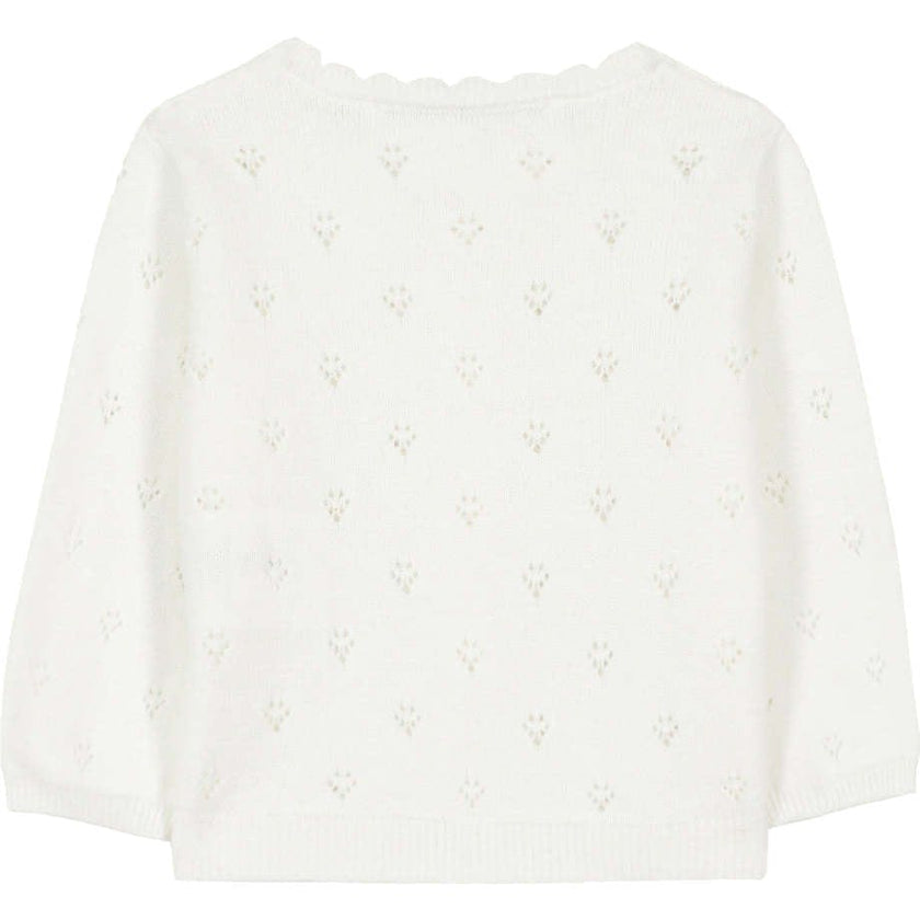 TARTINE ET CHOCOLAT Openwork Knit Baby Cardigan - White