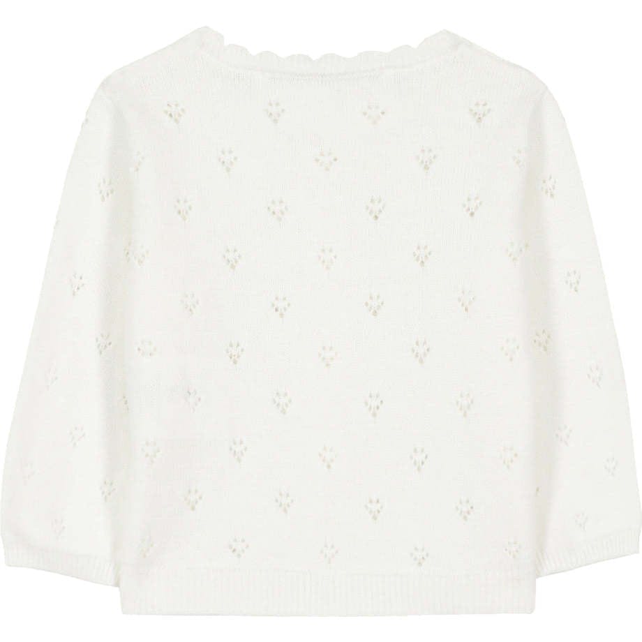 TARTINE ET CHOCOLAT Openwork Knit Baby Cardigan - White
