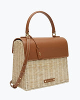 Medium Insulated Hand-Woven Wicker Lunchbox, Natural & Brown