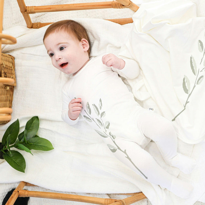 Blooming Leaves Footie and Beanie Set