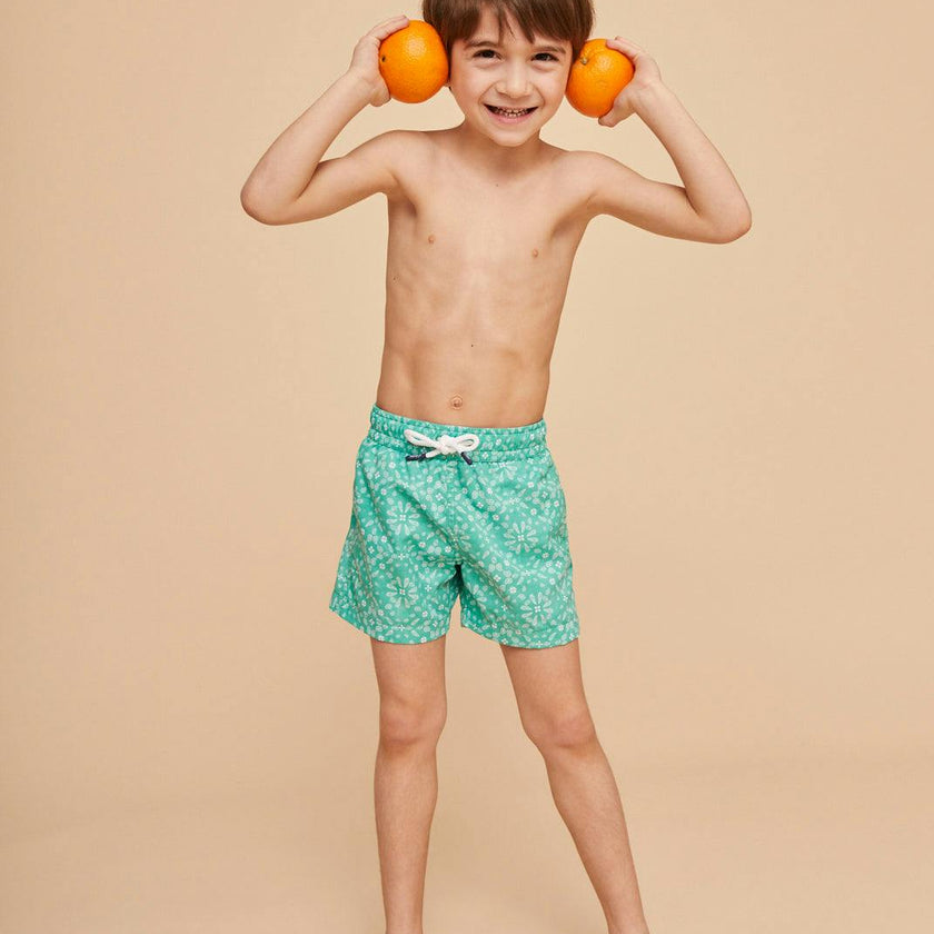 Mint Green Bandana Boys' Swim Shorts
