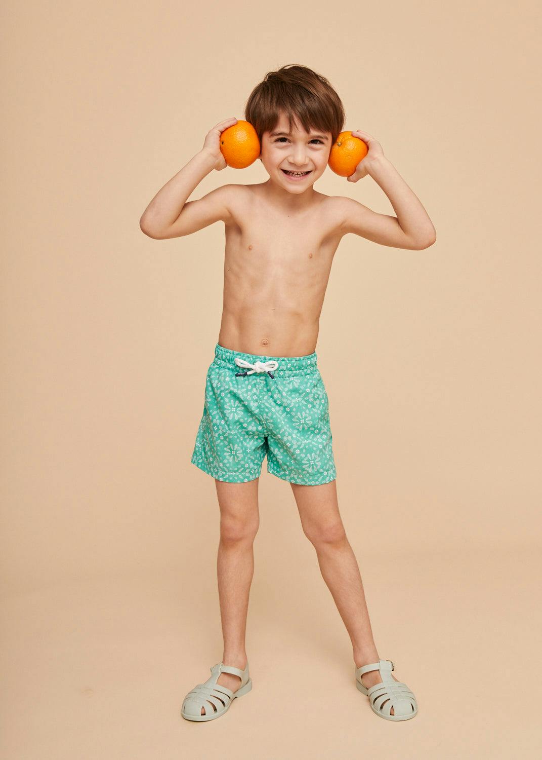Mint Green Bandana Boys' Swim Shorts