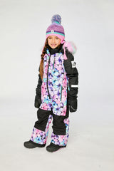 Kids One Piece Play Snowsuit Purple Floral Print