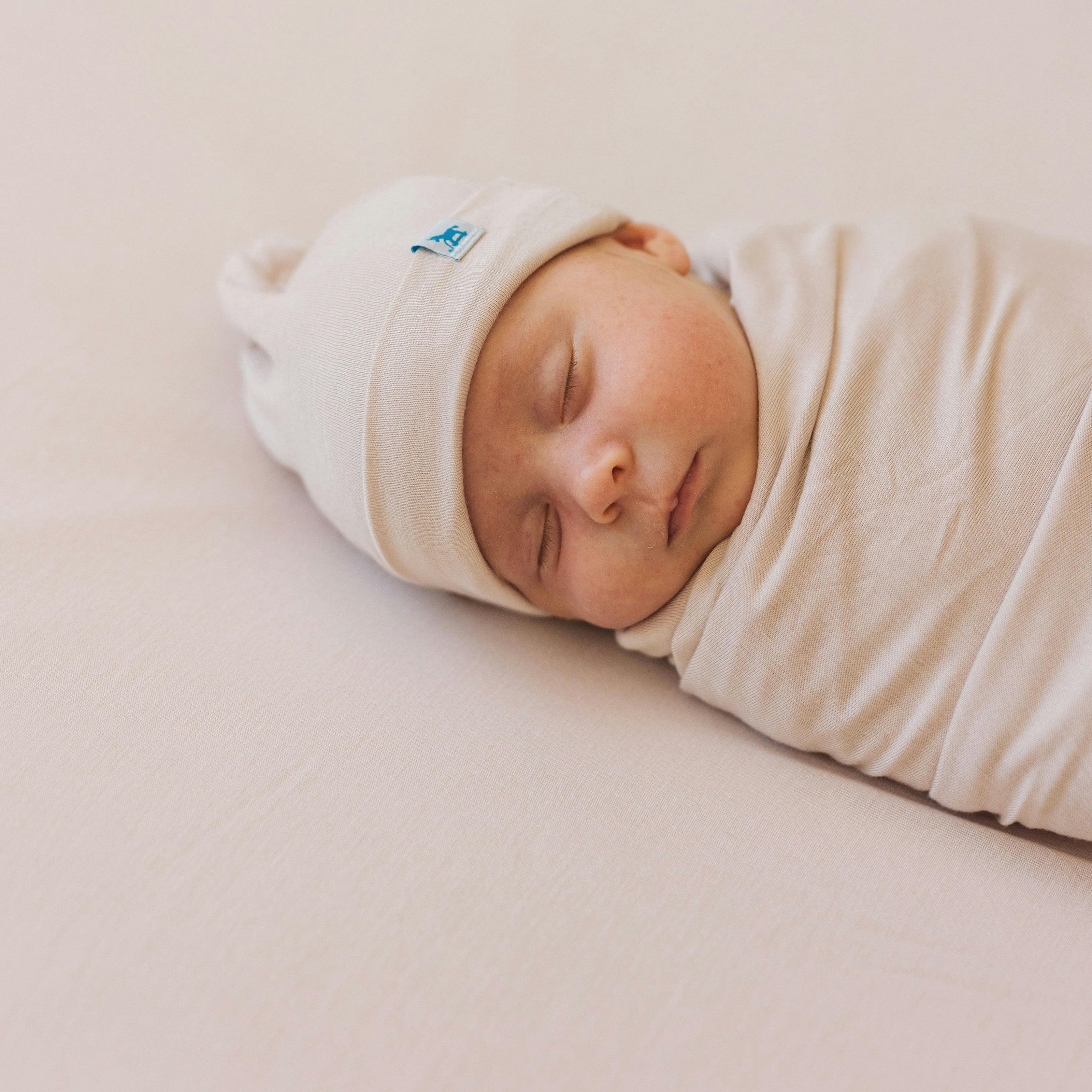 Stretch Knit Swaddle and Hat Set - Soft Blush