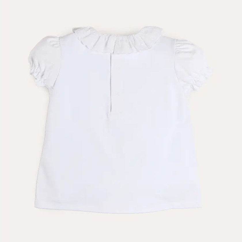 Broderie Anglaise Frill Collar Top in White (2-12yrs)