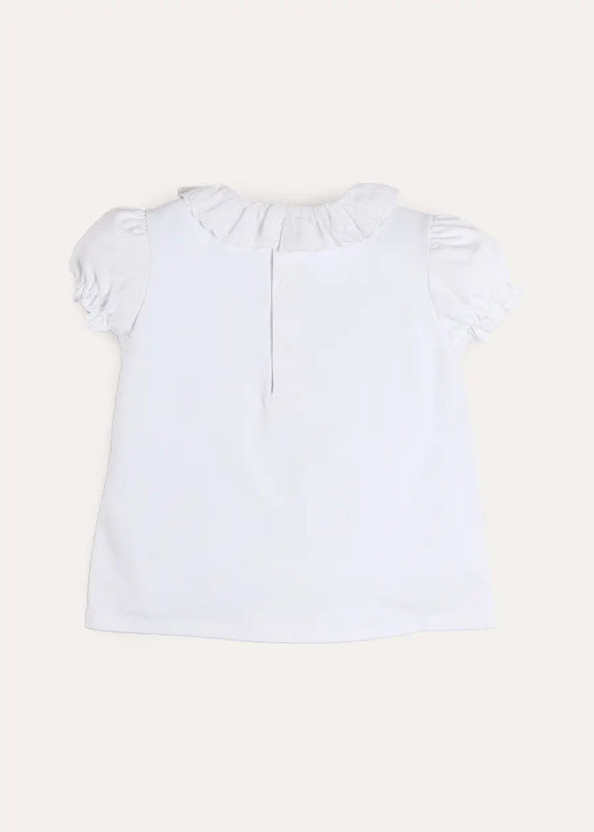 Broderie Anglaise Frill Collar Top in White (2-12yrs)
