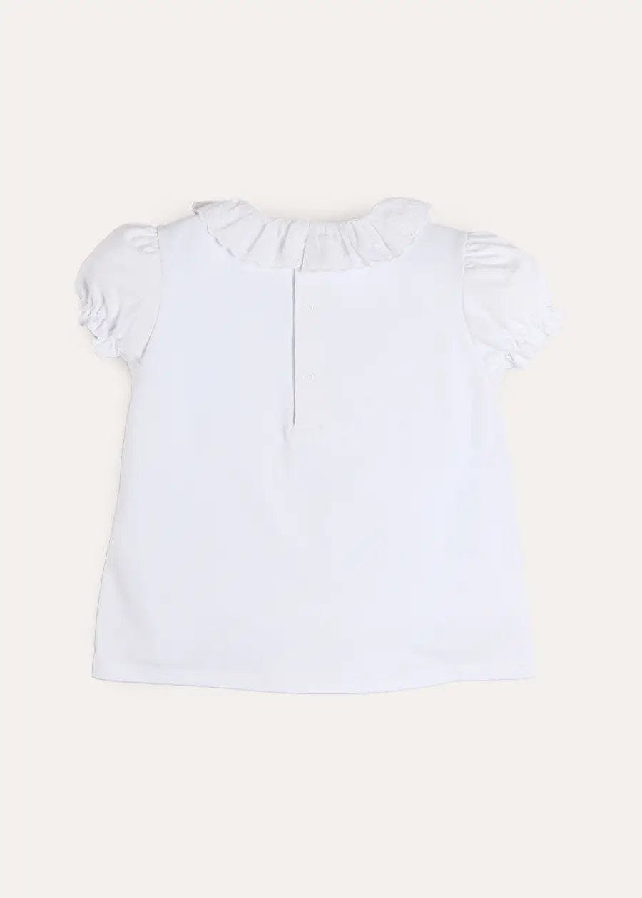 Broderie Anglaise Frill Collar Top in White (2-12yrs)