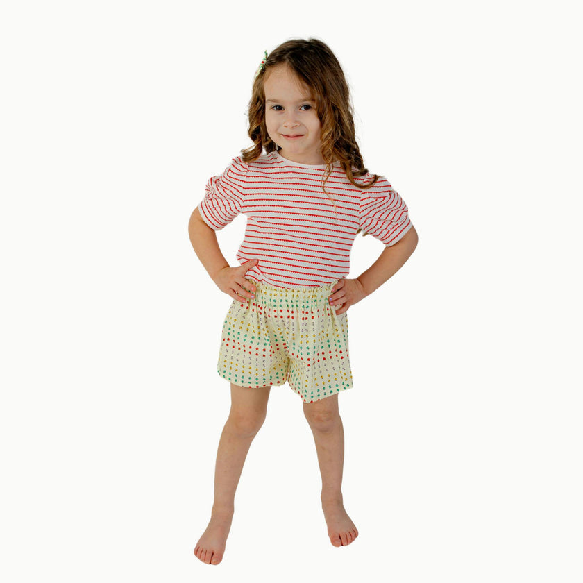 Puff Sleeve Tee in Red Heart Stripe