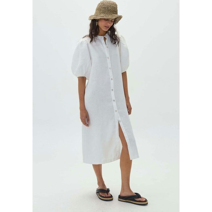 Bubble Linen Dress - Off White