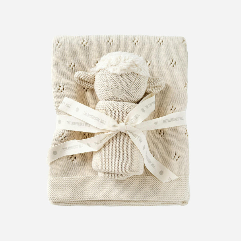 Lamb Blanket Lovey Gift Set