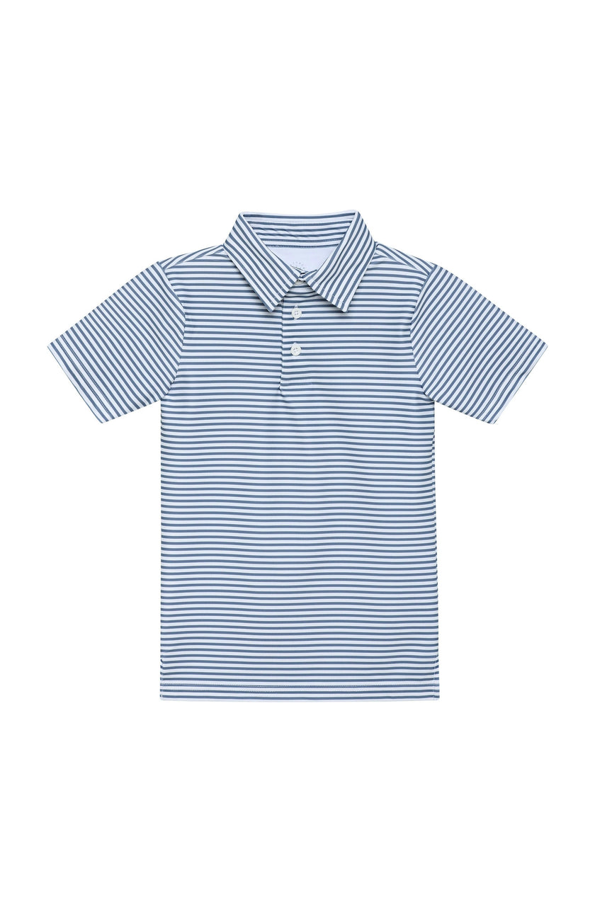 slate/white thin stripe polo shirt
