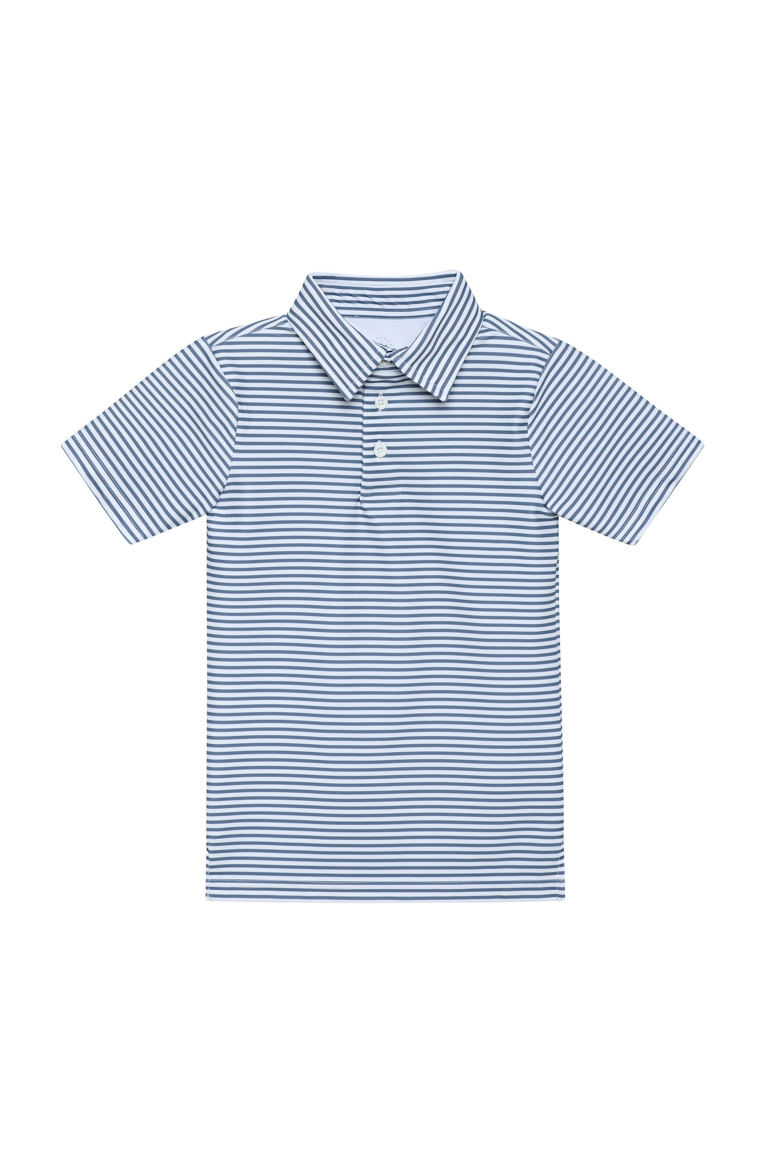 slate/white thin stripe polo shirt