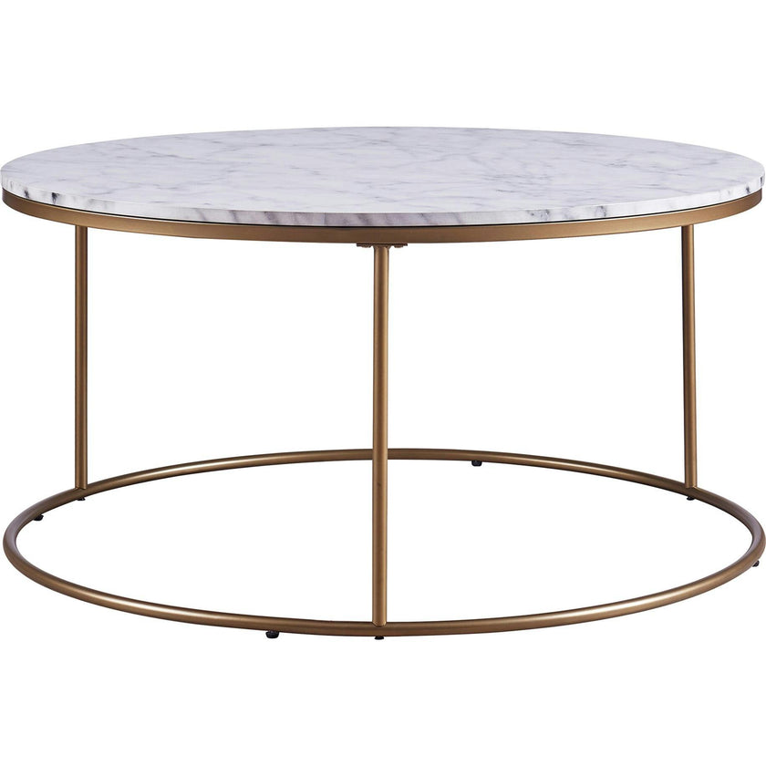 Marmo Modern Marble-Look Round Coffee Table