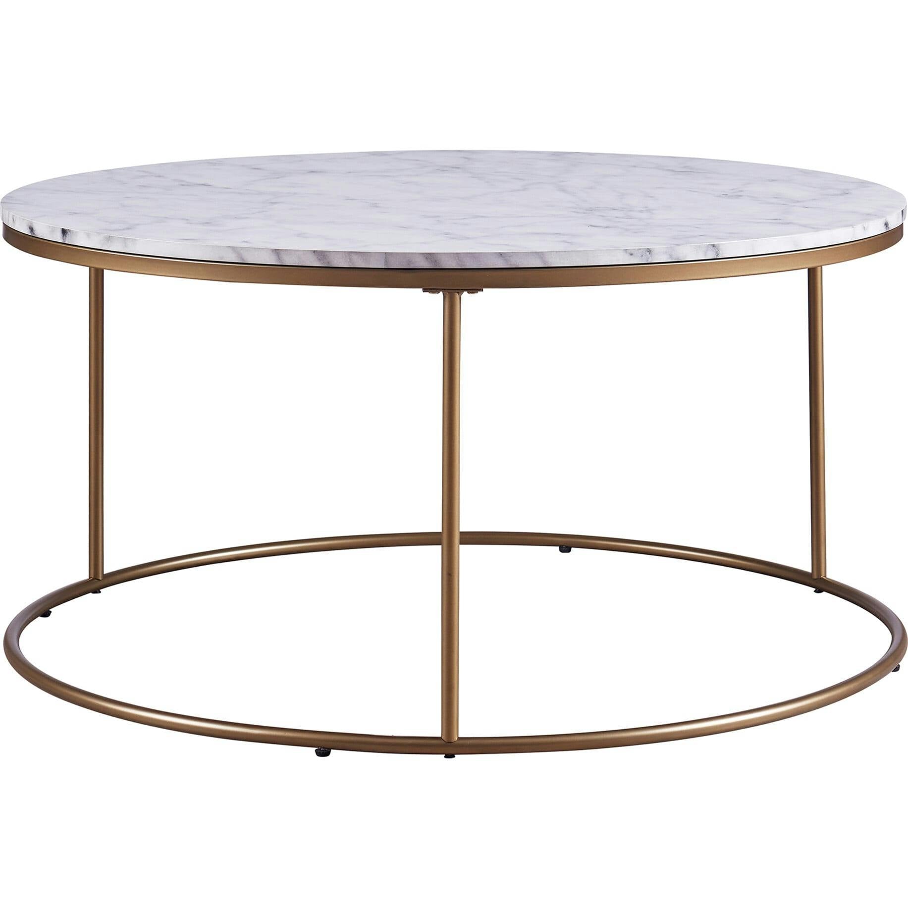 Marmo Modern Marble-Look Round Coffee Table