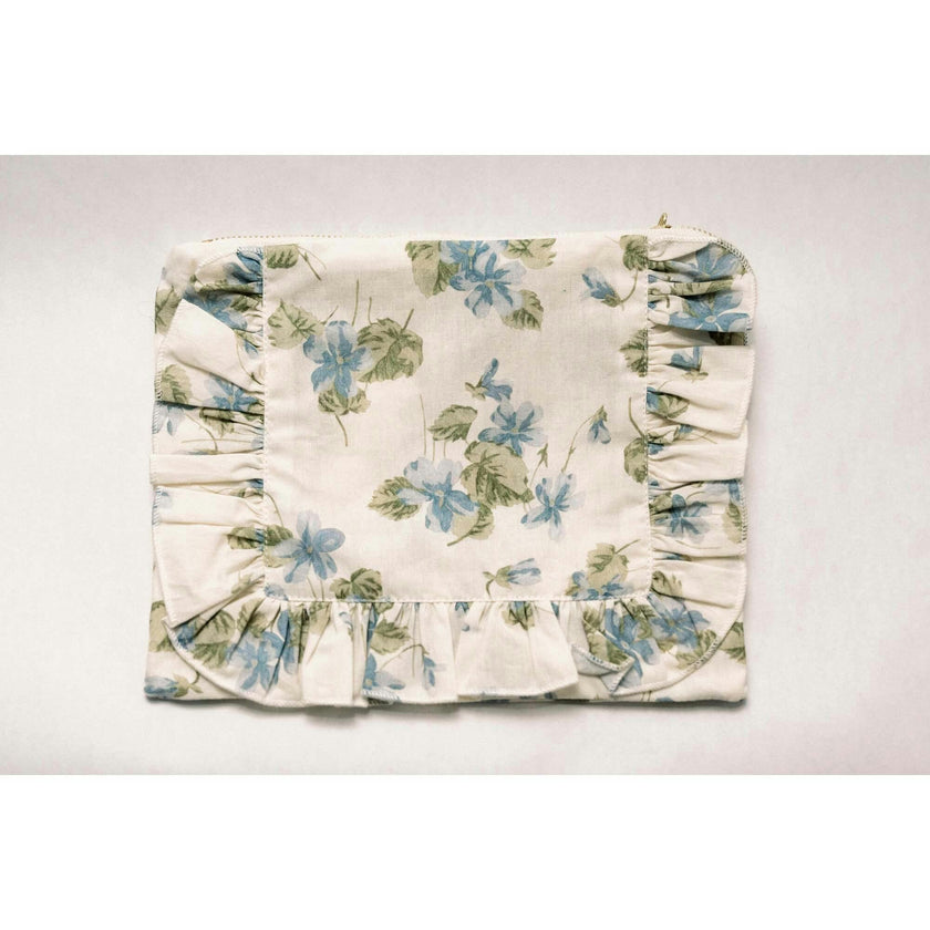 Cornflower Lane Timeless Floral Ruffle Zipper Pouch