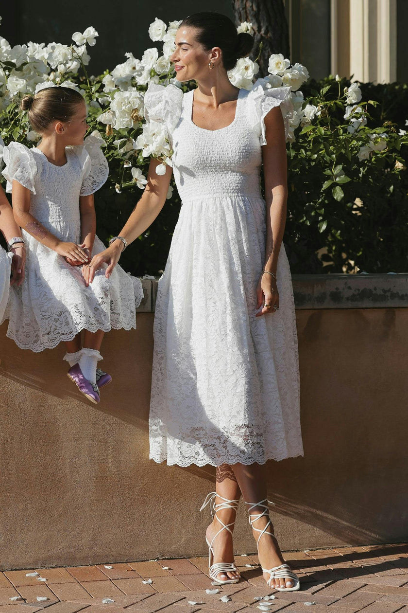 Hattie Dress in White Lace