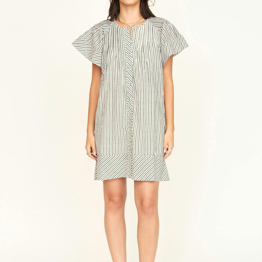 Vienna Pintuck Dress in Dune Stripe