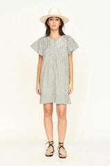 Vienna Pintuck Dress in Dune Stripe