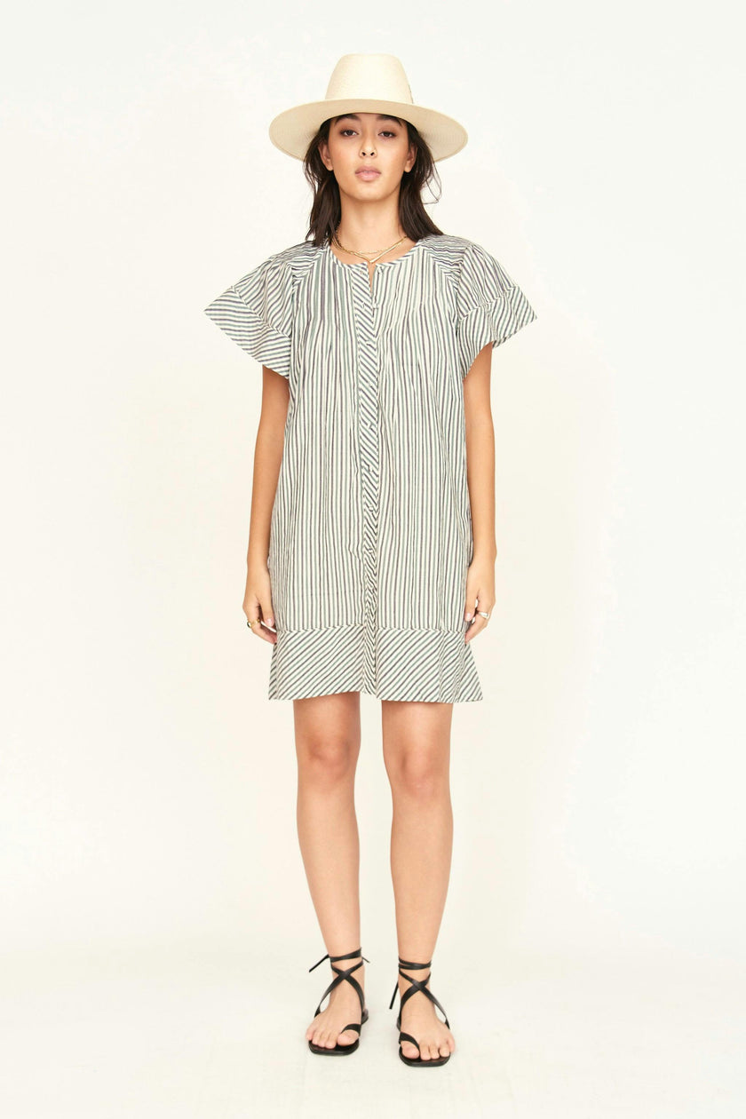 Vienna Pintuck Dress in Dune Stripe