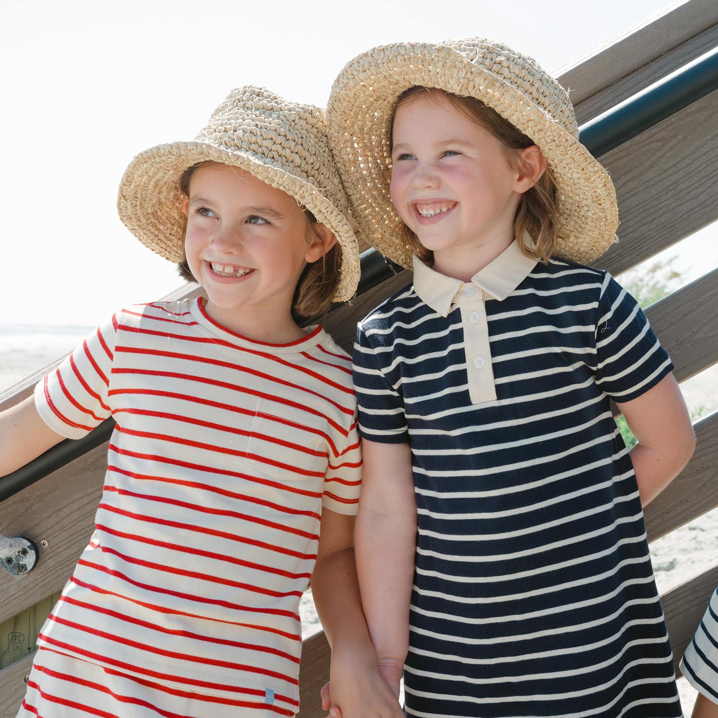 unisex cream and red stripe boatneck tee