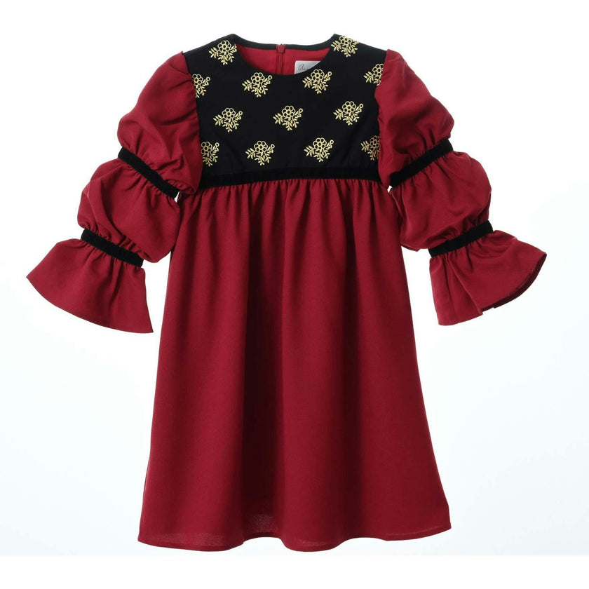 Bella dress (pink with golden embroidery blooms)