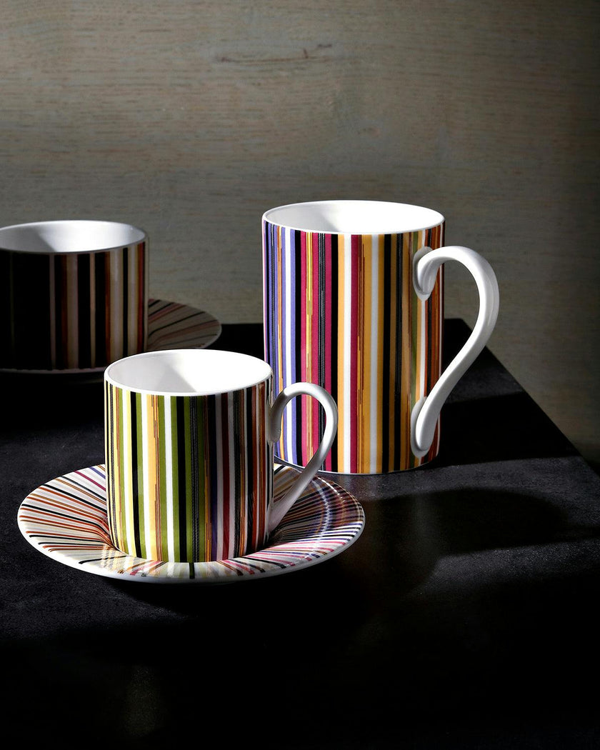 Coffee Cup & Saucer Stripes Set of 2 In Luxury Box Jenkins 156 Diam. 2.3"
