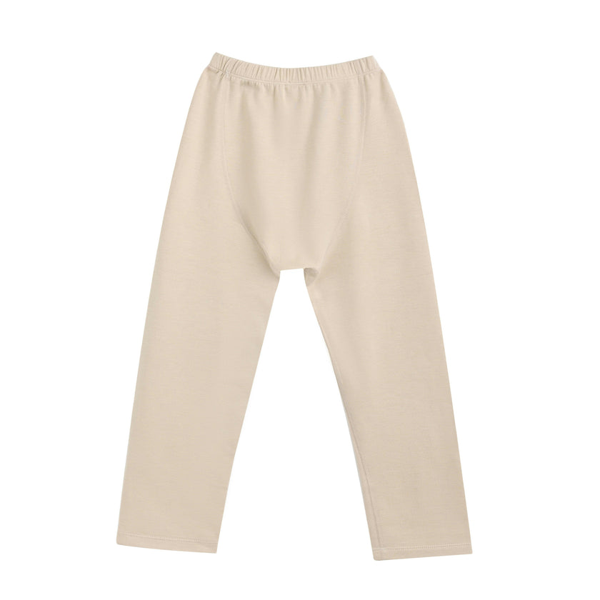 Beige Solid Wool-Blend Pajama Set