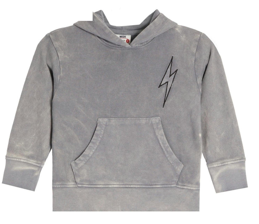 Kids Bolt Enzyme French Terry Hoodie - Coal
